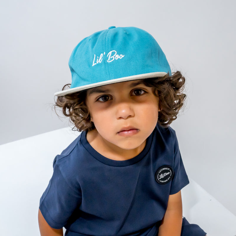 Lil' Boo Organic Snapback Cap - Turquoise/Sand